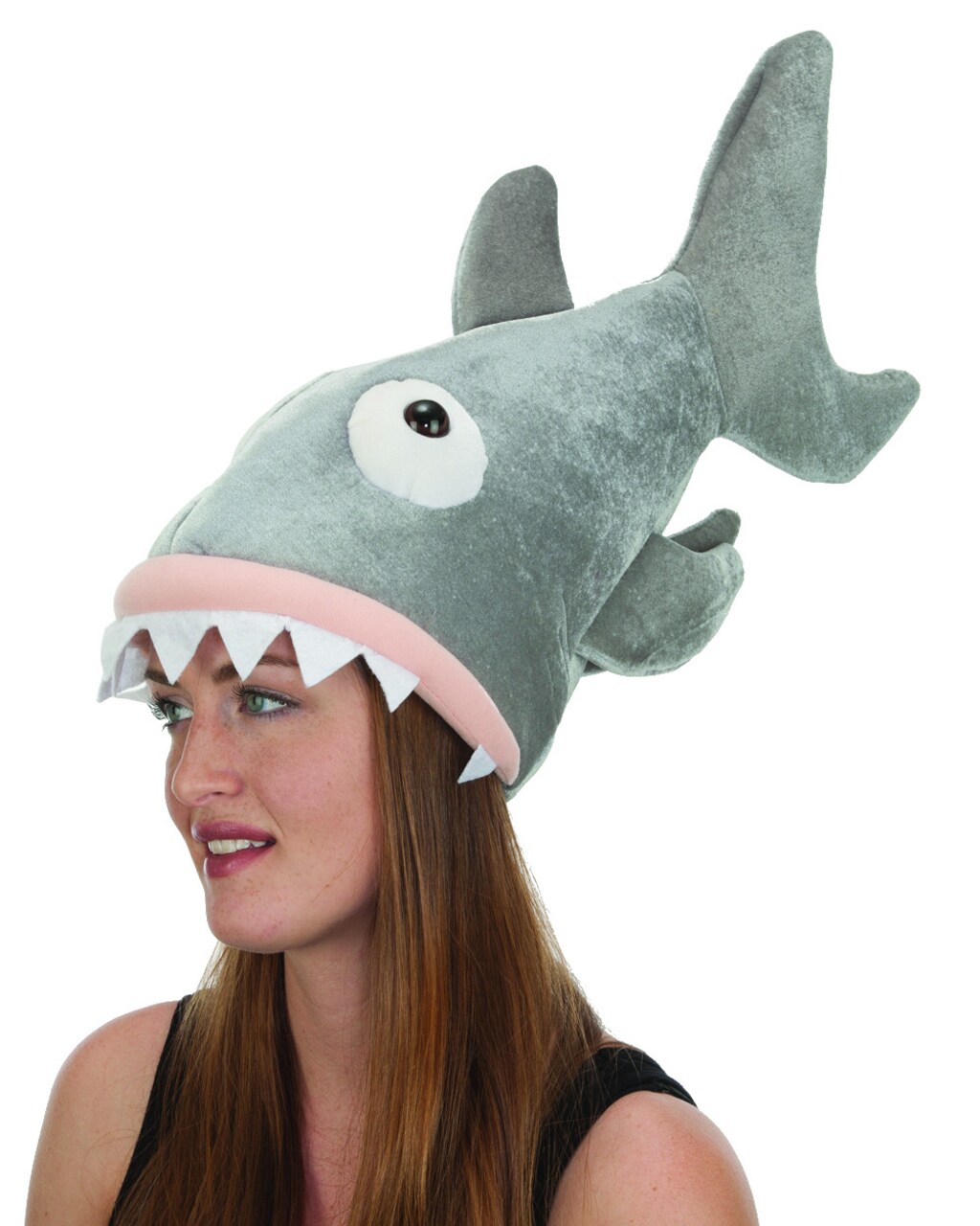 Adults Great White Biting Shark Sea Creature Velvet Hat Costume Accessory